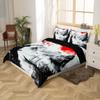 jejeloiu Japanese Samurai Duvet Cover Toddler Size Kids Red Cherry Blossoms Sunset Comforter Cover Set for Boys Girls Teens Mount Fuji Bedding Set Ink Painting Bedspread Cover Room Decor Quilt Cover view 2