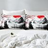 jejeloiu Japanese Samurai Duvet Cover Toddler Size Kids Red Cherry Blossoms Sunset Comforter Cover Set for Boys Girls Teens Mount Fuji Bedding Set Ink Painting Bedspread Cover Room Decor Quilt Cover view 4