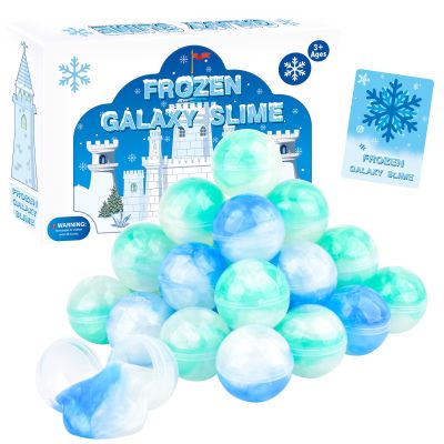 24 Pack Frozen Slime Party Favors, for Kids Ice Slime Ball Snowflake Putty Toy Valentines Day Christmas Easter Goodie Bag Stuffer Classroom Reward for Girls Boys Stretchy Non-Sticky Stress Relief