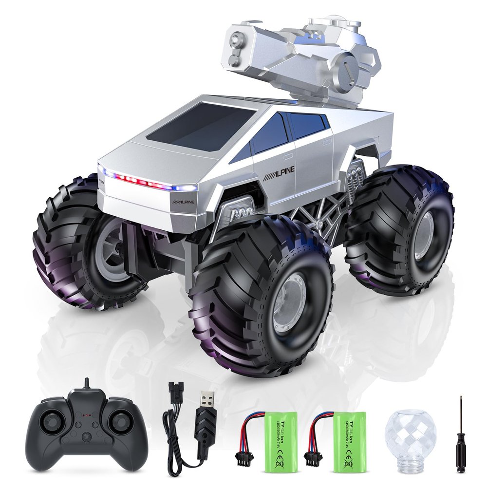 1:16 Remote Control Car, 2.4GHz Shoot Water RC Cars, 4WD Amphibious RC Truck, All Terrain Off-Road Remote Control Monster Truck, Pick-up RC Car Toy for Boys Girls Ages 6+