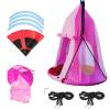40" Hanging Tent Saucer Swing - 2 in 1 Detachable Hanging Chair Set,Hammock Nest Pod Seat Outdoor Indoor Play House,Max Capacity 330 LBS (Pink) view 4