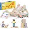 COSYLAND Pikler Triangle Set - 8 in 1 Climbing Toys for Toddlers 18M-3Y, Foldable Wooden Indoor Jungle Gym & Playground with Train Toy & Gift Box, Anti-Tip Design, ASTM Certified, Rainbow view 1