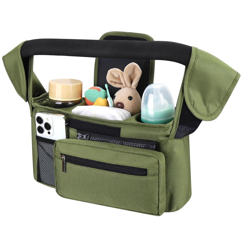 Accmor Universal Stroller Organizer with Insulated Cup Holder Detachable Phone Bag and Shoulder Strap,Stroller Bag Caddy Organizer Fits for Uppababy, Baby Jogger, Britax Strollers