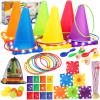 Eocolz 49PCS Carnival Games Outdoor Combo Set for Kids with LED Light, Plastic Cones Obstacle Course Bean Bags Balls Ring Toss Game Egg and Spoon Race Lawn Game, Gift for Birthday Party/Xmas/Easter view 1