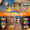 Eocolz 49PCS Carnival Games Outdoor Combo Set for Kids with LED Light, Plastic Cones Obstacle Course Bean Bags Balls Ring Toss Game Egg and Spoon Race Lawn Game, Gift for Birthday Party/Xmas/Easter view 2
