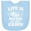 inktastic Life Is Better At the Cabin with Trees and Moon Newborn Bib Light Blue 3795e view 1