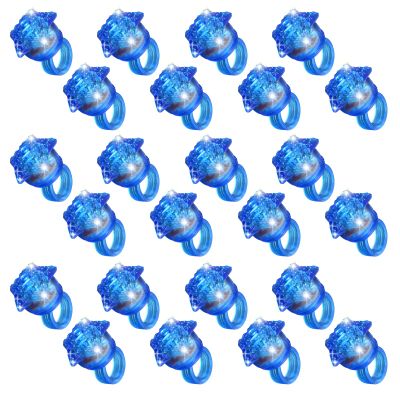 NUDALA 24 Pack Blue Light Up Star Rings Glow in the Dark Party Flashing LED Jelly Finger Rings for July 4th, Halloween,Christmas,Concert, Classroom Prizes,Goodie Bag Fillers,Raves