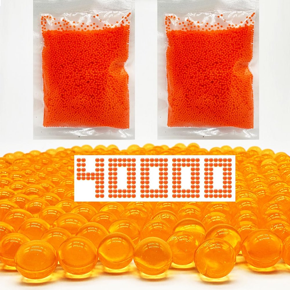 Gel Balls Blaster Ammo Splat r Ball Refill 7-8 mm,2 Packs,40,000 Pieces Orby Blasters Rounds Gel Splatter Blaster Refill, for Ages 14+ (Orange)