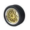 LAFEINA 1/10 RC On-Road Car Rubber Tires and Plastic Wheels Rims for 1:10 RC On Road Touring Cars Run-Flating Car (C, Gold) view 3
