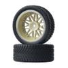 LAFEINA 1/10 RC On-Road Car Rubber Tires and Plastic Wheels Rims for 1:10 RC On Road Touring Cars Run-Flating Car (C, Gold) view 4