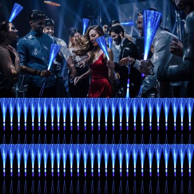 YOFOBU 72 PCS Blue Fiber Optic Wands Glow Fiber Wands Bulk LED Light Up Wands with 3 Flashing Modes LED Flashing Sticks for Easter,Mother's Day,July 4th Christmas Wedding Gender Reveal Birthday
