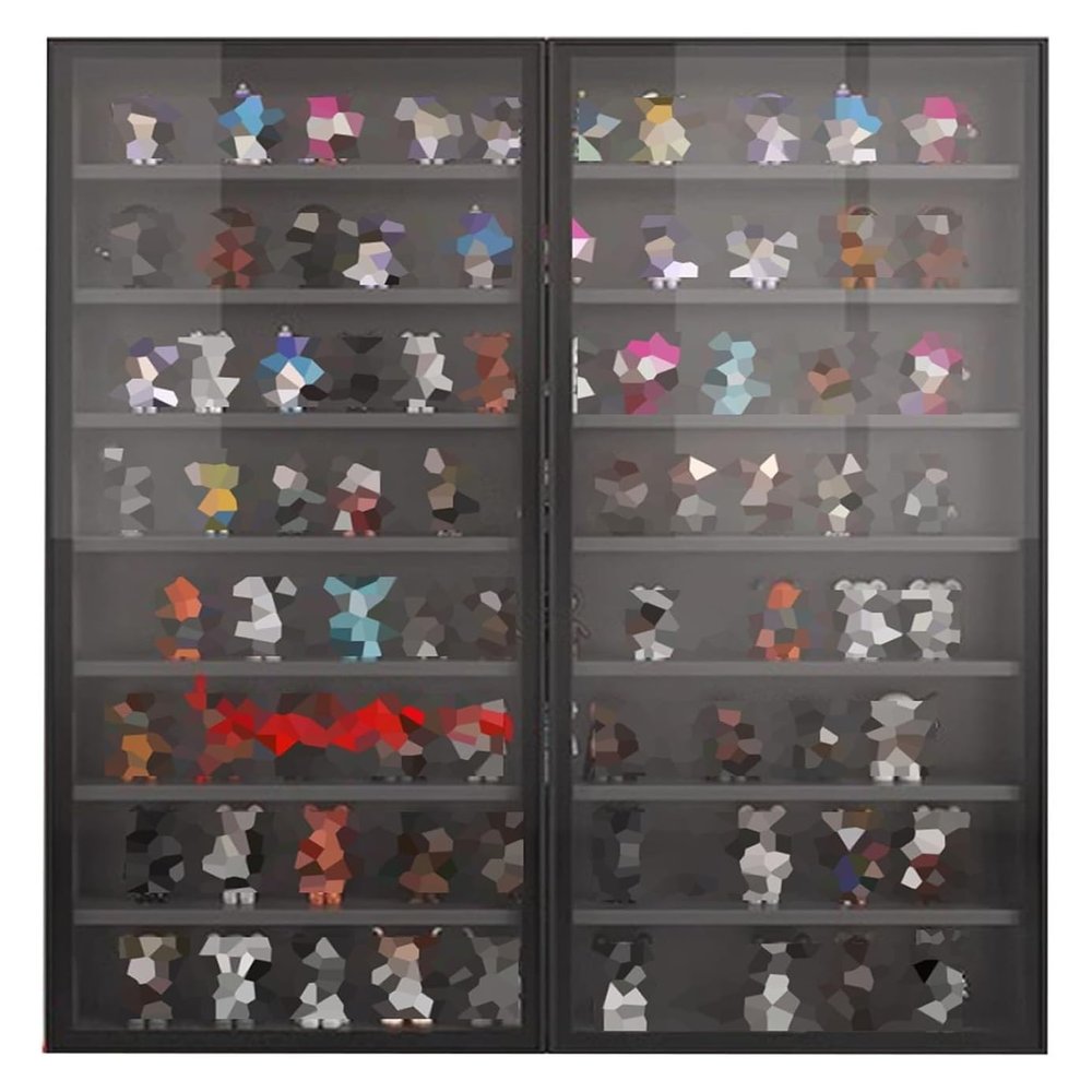 Acrylic Organiser Storage Rack Wall Mounted Display Cabinet for Collectibles, Cup Toys Action Figures Model Display Case with Clear Glass Doors for Porch Living Room Bedroom Caf(Black,80x12.5x105cm)