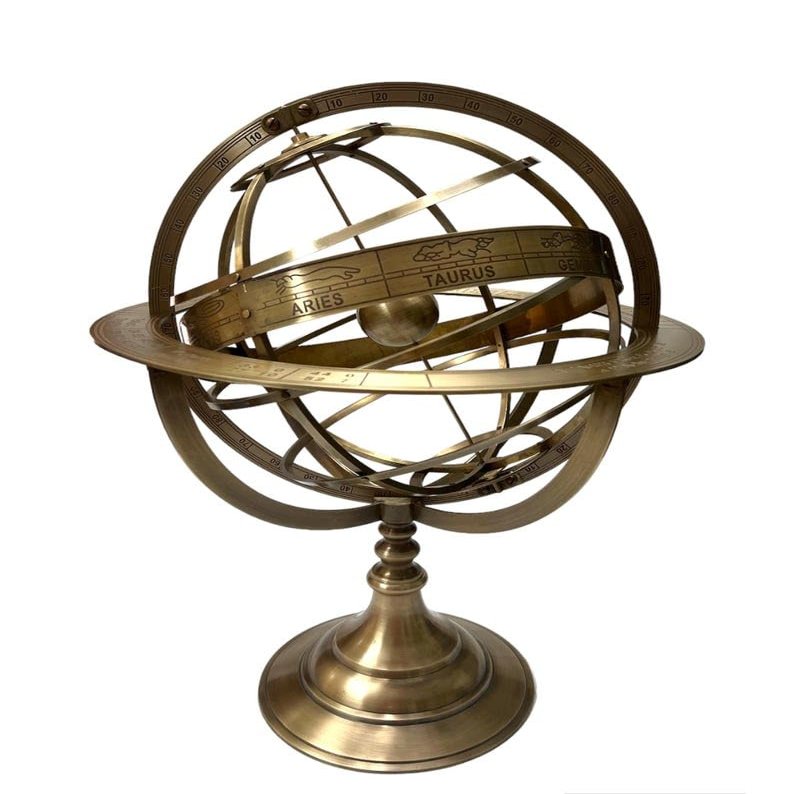 18'' Brass Armillary Globe, Engraved Armillary Sphere, Astrolabe Globe, Engraved Armillary, Home & Office Decor