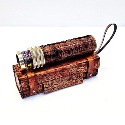 Antique Brown Liquid Wheel Kaleidoscope Vintage Maritime Optical Brass Collectible Nautical Gift