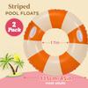 2PCS Stripe Pool Swim Ring with Handles Inflatable Pool Floats 35 Inch Water Fun Large Adult Swimming Pool Float for Beach Lake Summer Party (Orange,120) view 3