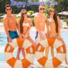 2PCS Stripe Pool Swim Ring with Handles Inflatable Pool Floats 35 Inch Water Fun Large Adult Swimming Pool Float for Beach Lake Summer Party (Orange,120) view 4
