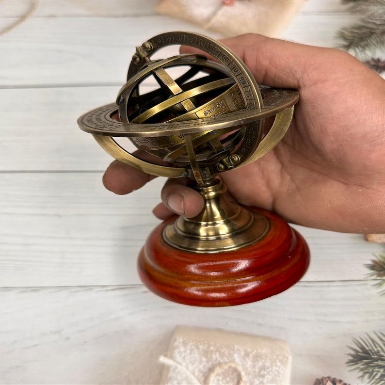 Brass Armillary Sphere Astrolabe Nautical Marine Tabletop Globe Armillary Sphere Globe Spherical 5 Inch