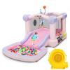 AKEYDIY Bounce House, Pastel Bouncer with Slide, Pink Inflatable Jumping Bouncy Castle for Kids Birthday Party Gifts Outdoor & Indoor, UL Blower Included view 1