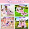 AKEYDIY Bounce House, Pastel Bouncer with Slide, Pink Inflatable Jumping Bouncy Castle for Kids Birthday Party Gifts Outdoor & Indoor, UL Blower Included view 2