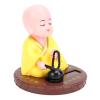 Solar Power Little Monk Figurine, Solar Powered Dancing Toys Chinese Little Monk Figurine Statue Monk Nodding Swing with Solar Energy Sensing for Car Dashboard Ornament Home view 3