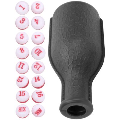 Billiard Dice, Billiard Shaker Bottle Entertainment Dice 16pcs Rubber Billiard Game Tool Numbered Dice with Shaker Bottle for Family Bars (Black)