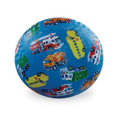 Crocodile Creek Playground Ball - Durable Rubber Ball for Kids Ages 3 and Up - Bouncy Inflatable Ball for Kickball, Indoor Games, and Outdoor Sports - PVC-Free - Vehicles - 7-inch Diameter