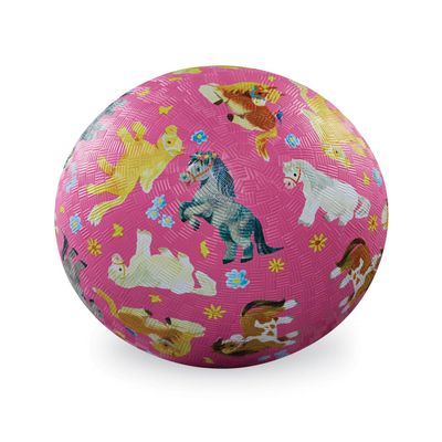 Crocodile Creek Playground Ball - Durable Rubber Ball for Kids Ages 3 and Up - Bouncy Inflatable Ball for Kickball, Indoor Games, and Outdoor Sports - PVC-Free - Pretty Ponies - 7-inch Diameter
