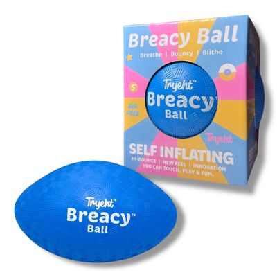 Tryeht Ball 5" - Pump Free Playground Easy Grip Instant Healing Rubber Ball | Handball, Dodgeball, Mini Soccer Vollyball, Stress Support, Tension Sensory (Blue)