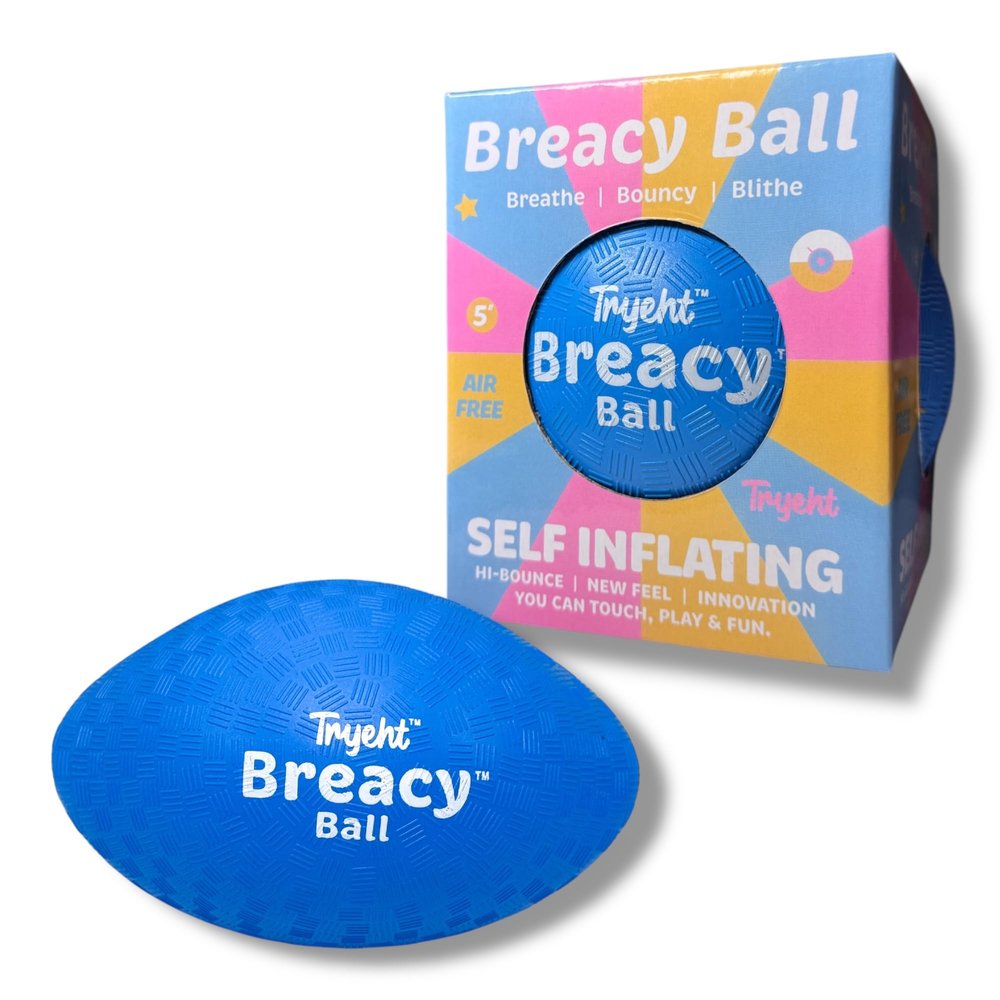 Tryeht Ball 5" - Pump Free Playground Easy Grip Instant Healing Rubber Ball | Handball, Dodgeball, Mini Soccer Vollyball, Stress Support, Tension Sensory (Blue)