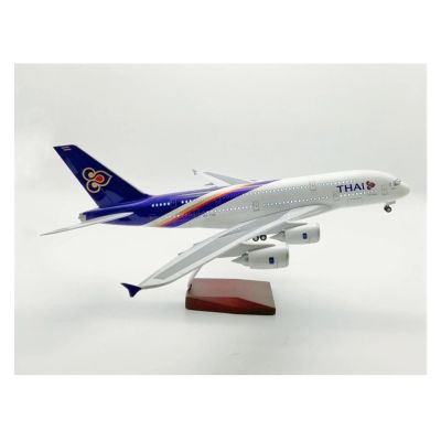 LIUSANGLIU Scale Aircraft 1/160 for Thailand 380 with LED Light Wood Stand Simulated Scale Aircraft Collection Souvenirs Gifts Suitable for Display(with Light)