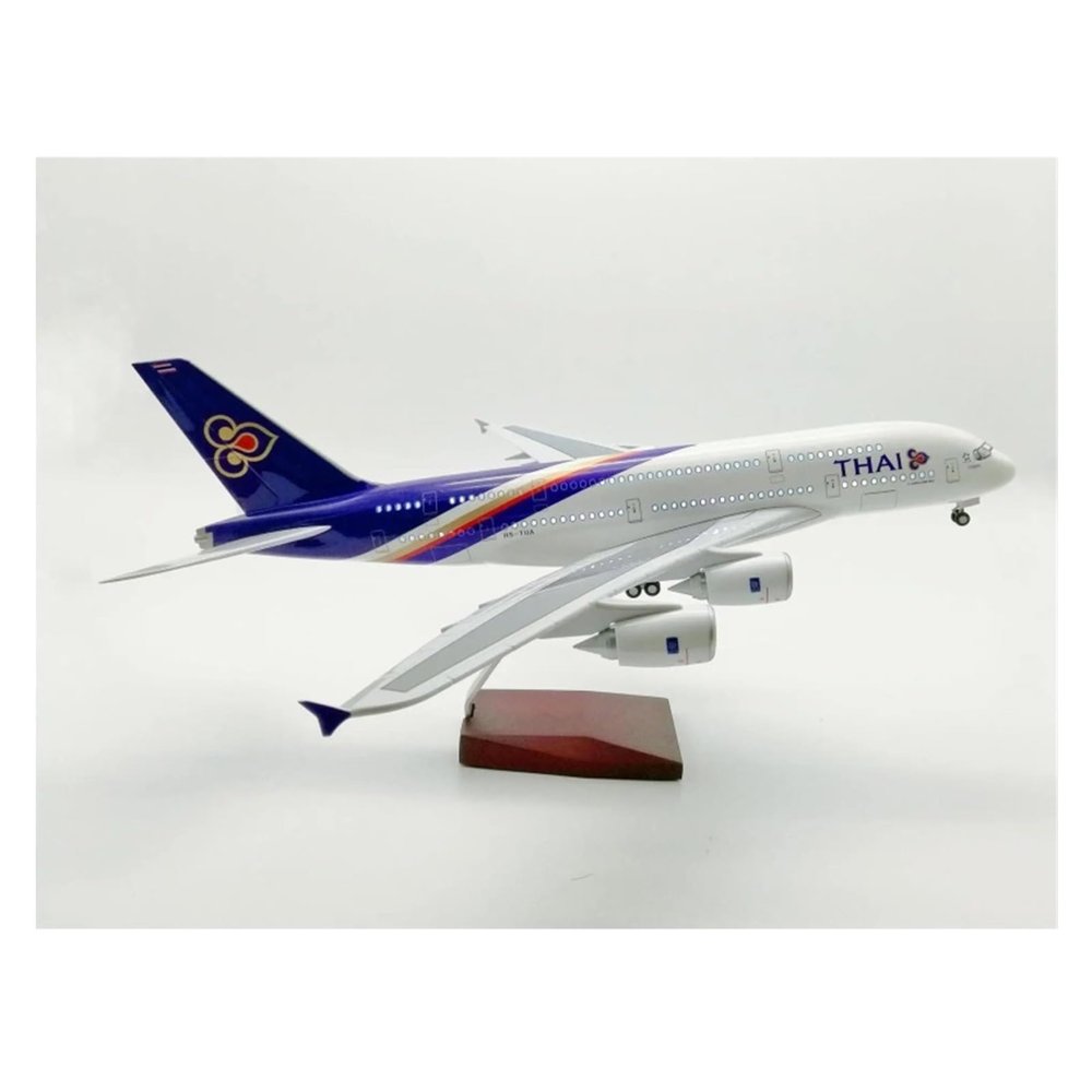 LIUSANGLIU Scale Aircraft 1/160 for Thailand 380 with LED Light Wood Stand Simulated Scale Aircraft Collection Souvenirs Gifts Suitable for Display(with Light)