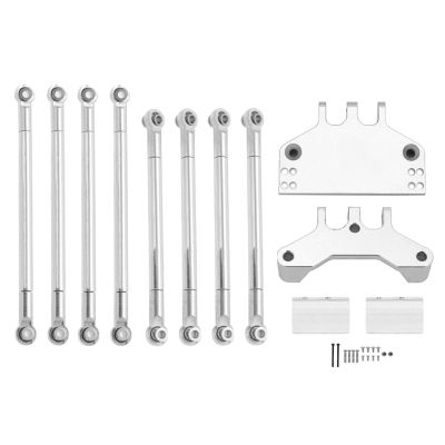 RC Car Parts for MN128 MN86K MN86KS MN86 MN86S for MN G500 Metal Link Rod and Servo Mount Pull Rod Mount Seat Bracket 1/12 Modification RC Car Upgrade Parts(Silver)