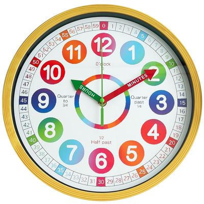 Park Madison 12 Inch Kids Learning Clock - Silent, Non-Ticking, Teaches Analog Time - Ideal for Bedrooms, Classrooms, Gifting