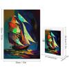 Stained Glass Sunset with Seaside Sailboat 500 Piece Puzzles for Adults Impossible Puzzle Unique Jigsaw Puzzles Ideal for Relaxation and Family Fun view 2