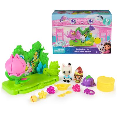Gabby's Dollhouse: The Movie, Garden Story Set, Pandy Paws & Kitty Gnome Figures and 9 Dollhouse Accessories, Kids Toys for Girls & Boys Ages 3 and Up