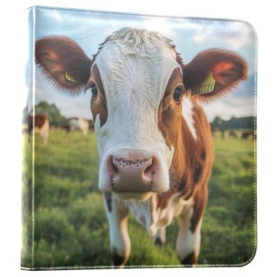 Kigai Cute Cow Photo Album Self Adhesive Scrapbook Album DIY Photo Album Book Leather Cover Picture Album with 20 Adhesive Sheets, 11.8x24x0.8 inch