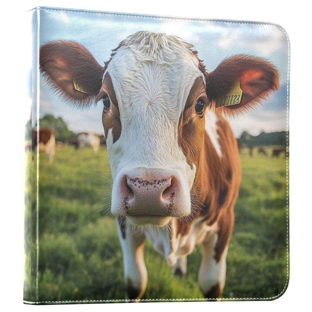 Kigai Cute Cow Photo Album Self Adhesive Scrapbook Album DIY Photo Album Book Leather Cover Picture Album with 20 Adhesive Sheets, 11.8x24x0.8 inch