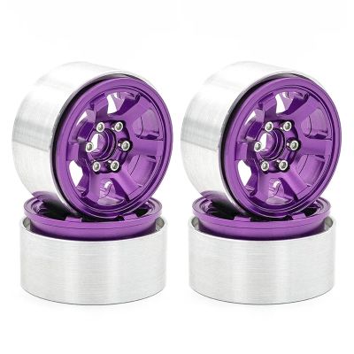 4PCS Metal 1.9 Beadlock Wheel Rim Hub 1/10 for Trxs for Hsp for Redcat Rc4wd for Tam-iya for Axial SCX10 D90 for HPI RC Car Spare Part(Purple)