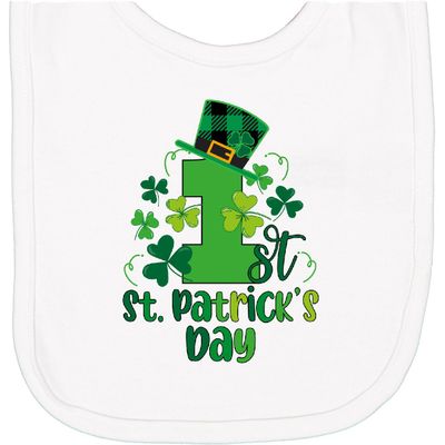 inktastic Babys 1st St Patricks Day Irish Shamrock Newborn Bib White 41f47