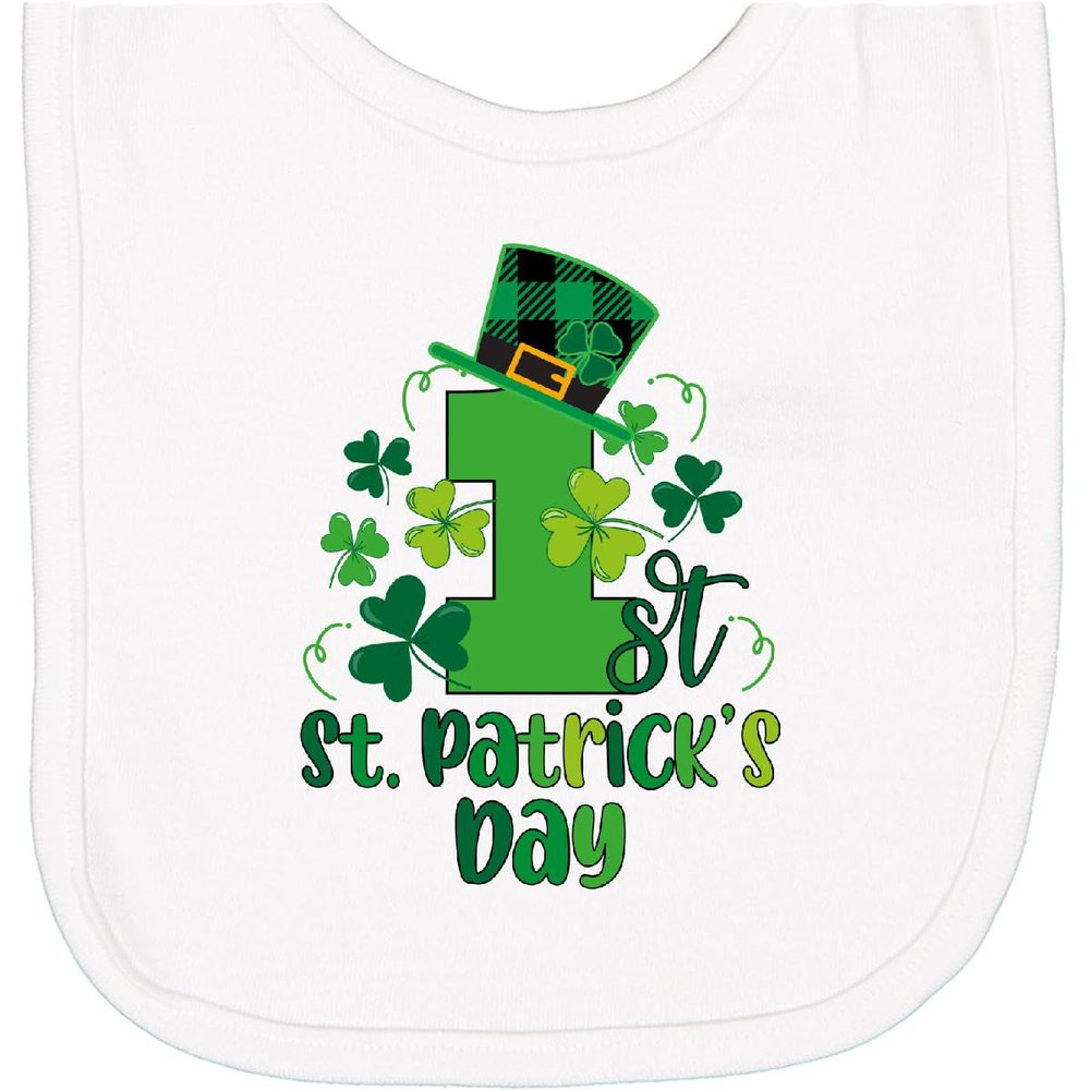 inktastic Babys 1st St Patricks Day Irish Shamrock Newborn Bib White 41f47