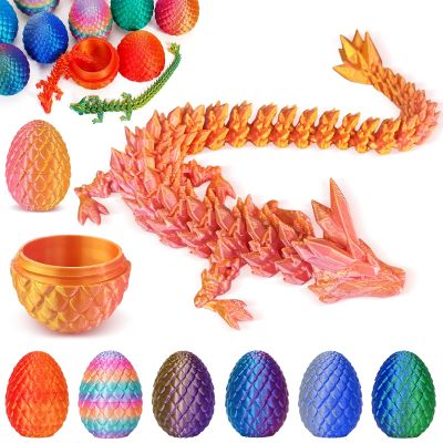Aodomis 3D Printed Dragon Egg with Articulated Crystal Dragon Inside -Surprise Dinosaur Egg Fidget Toys for Kids 8-12 5-7 4-6, Unique Prefilled Easter Basket Stuffers for Kids Teens(Laser Pink Gold)