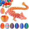 Aodomis 3D Printed Dragon Egg with Articulated Crystal Dragon Inside -Surprise Dinosaur Egg Fidget Toys for Kids 8-12 5-7 4-6, Unique Prefilled Easter Basket Stuffers for Kids Teens(Laser Pink Gold) view 1