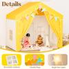 HOMMOW Kids Tent,Indoor & Outdoor Kid Playhouse 2 in 1 with Lights and Mat,54" x36.5" x 51" Large Play Tents with 2 Doors & 5 Windows,Yellow view 2