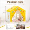 HOMMOW Kids Tent,Indoor & Outdoor Kid Playhouse 2 in 1 with Lights and Mat,54" x36.5" x 51" Large Play Tents with 2 Doors & 5 Windows,Yellow view 3