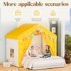 HOMMOW Kids Tent,Indoor & Outdoor Kid Playhouse 2 in 1 with Lights and Mat,54" x36.5" x 51" Large Play Tents with 2 Doors & 5 Windows,Yellow view 4