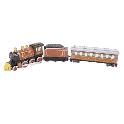 Windup Trains Toy, Steam Locomotive with Two Carriages, Tinplate Decorative Model, Classic Design for Home, Office, or Gift for Train Enthusiasts, Collectors, and Decorators
