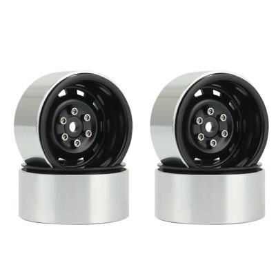 4PCS Rally 1.9 Metal Beadlock Wheel Hub Rim for 1/10 RC Crawler for Axial SCX10 90046 AXI03007 for Trxs TRX4 RC4WD D90(Black)