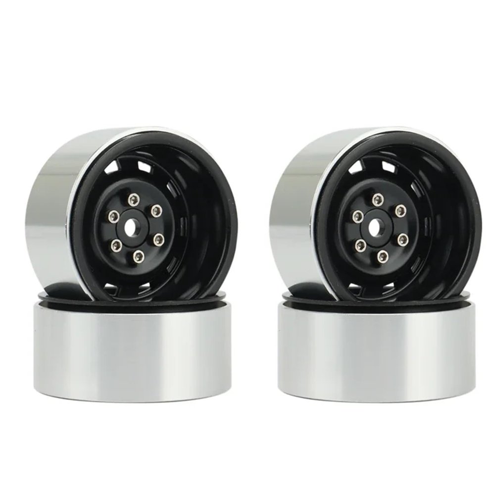 4PCS Rally 1.9 Metal Beadlock Wheel Hub Rim for 1/10 RC Crawler for Axial SCX10 90046 AXI03007 for Trxs TRX4 RC4WD D90(Black)