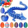Aodomis 3D Printed Dragon Egg with Articulated Crystal Dragon Inside -Surprise Dinosaur Egg Fidget Toys for Kids 8-12 5-7 4-6, Unique Prefilled Easter Basket Stuffers for Kids Teens(Laser Blue Silver) view 1