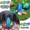 Aodomis 3D Printed Dragon Egg with Articulated Crystal Dragon Inside -Surprise Dragon Egg Fidget Toys for Kids 8-12 5-7 4-6, Unique Prefilled Easter Basket Stuffers for Kids Teens(Laser Cyan) view 3
